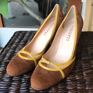 Vigotti Tan Suede Heels Made in Spain